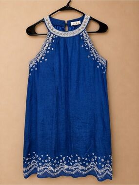 THML Royal Blue Embroidered Halter
